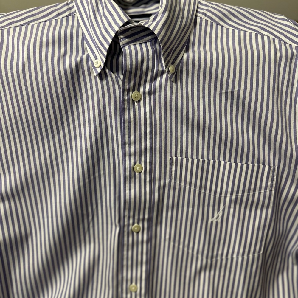NAUTICA - MERCERIZED COTTON CLASSIC BUTTON DOWN Long Sleeve Men’s M, Striped EUC - Picture 10 of 10